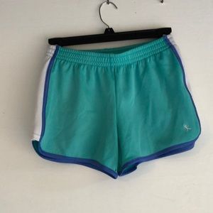 Blue and teal short athletic shorts